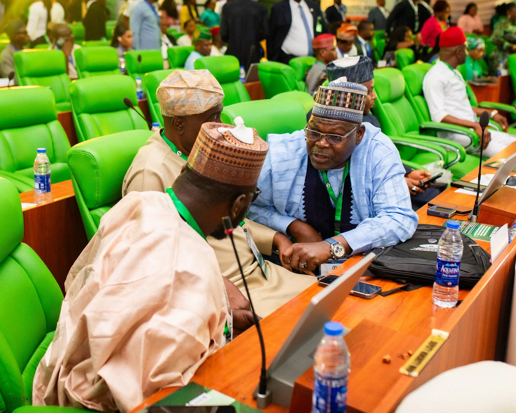 Dignitaries exchanging handshakes at the 2025 Downstream Week high table (Day 1)