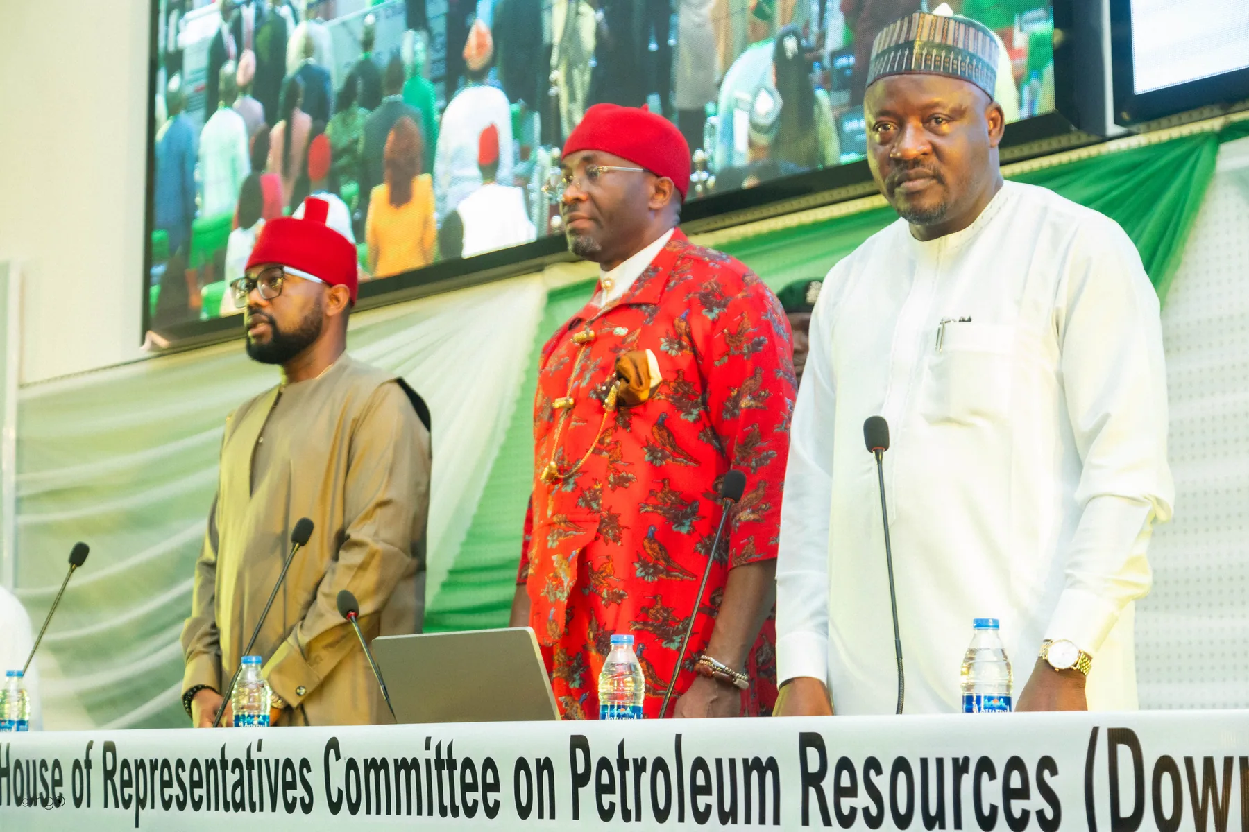 Delegates networking and exchanging greetings during Day 1 of the 2025 HOR Downstream Petroleum Week at the National Assembly