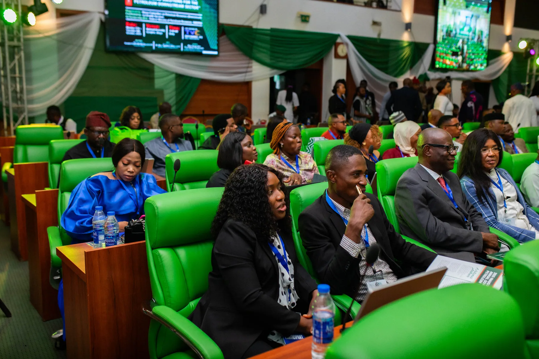 Stage and branding setup for the 2025 Inaugural Annual Downstream Petroleum Week opening ceremony (Day 1)