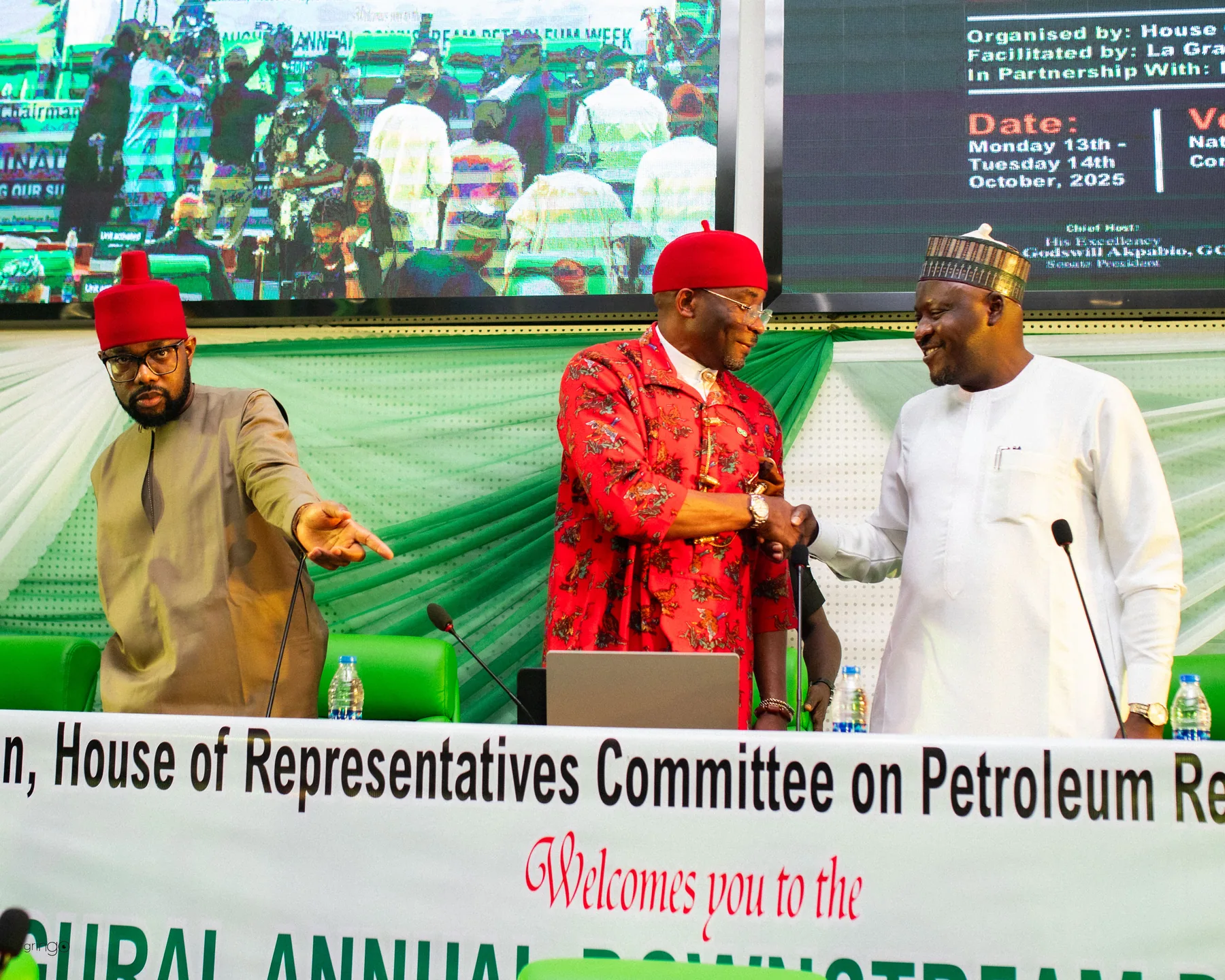 Chairman, House Committee on Petroleum Resources (Downstream) delivering the welcome address at the 2025 Downstream Week podium (Day 1)