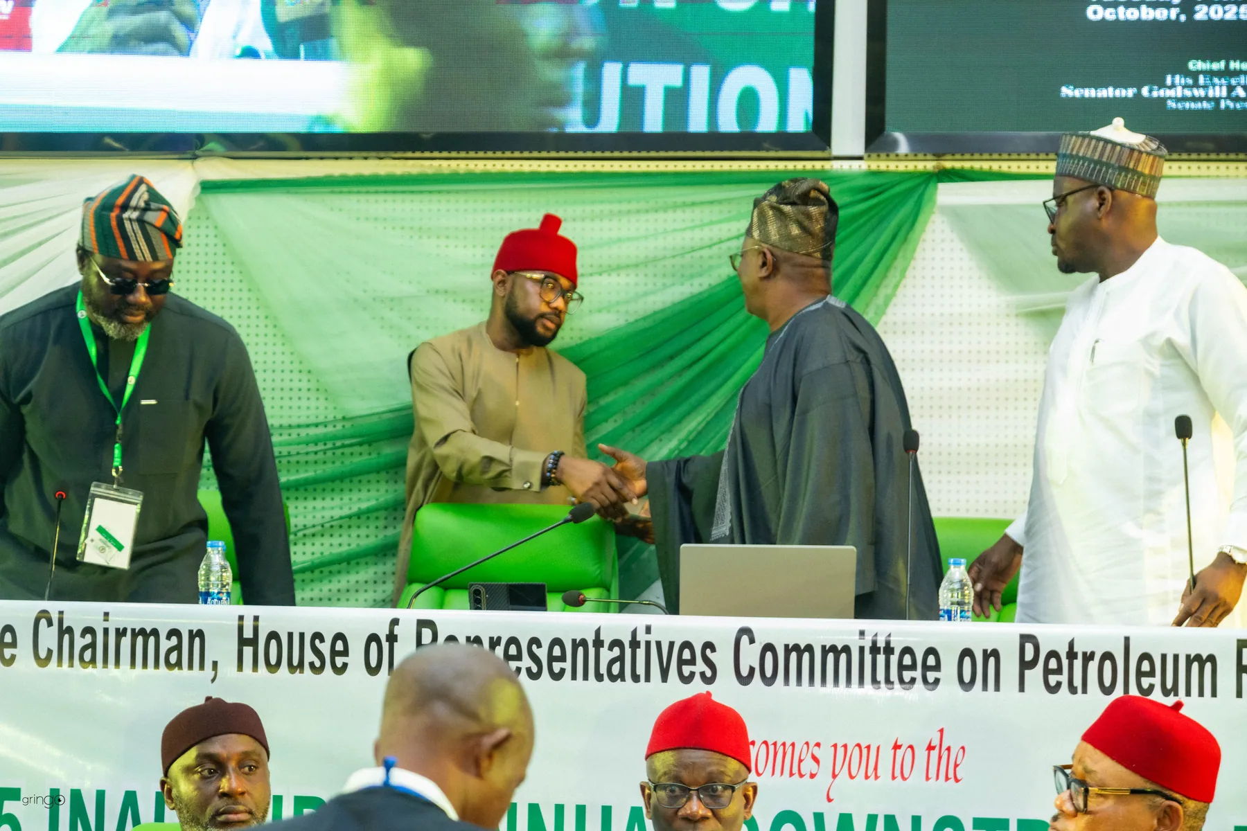 Officials and delegates observing the national anthem at the opening ceremony of the 2025 Downstream Petroleum Week (Day 1)